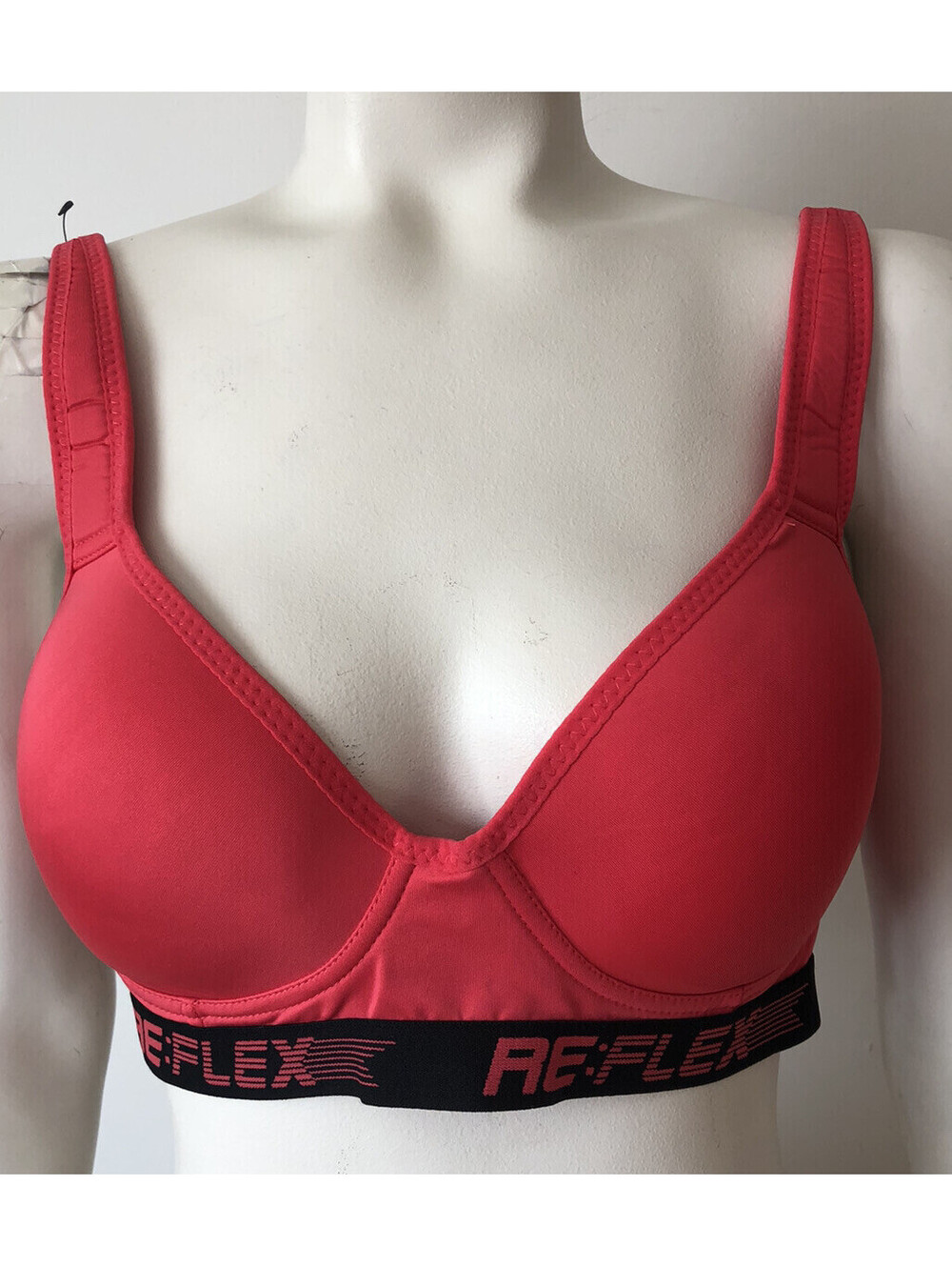 ReFlex 1X Bright Pink Bra Padded Adjustable Straps Stretch Band Workout New